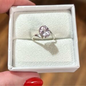 Natural Rose De France Amethyst 1.98ct Oval Bypass Ring in Sterling Silver Sz 6